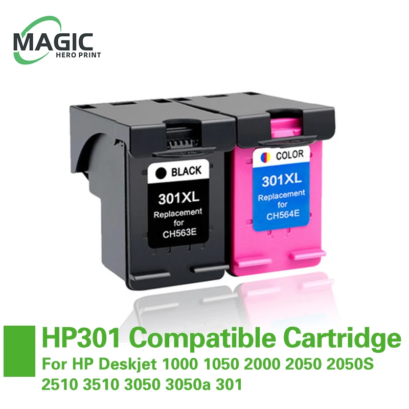 NEW 2x Compatible Ink Cartridge For HP301 For HP Deskjet 1000 1050 2000 2050 2050S 2510 3510 3050 3050a 301