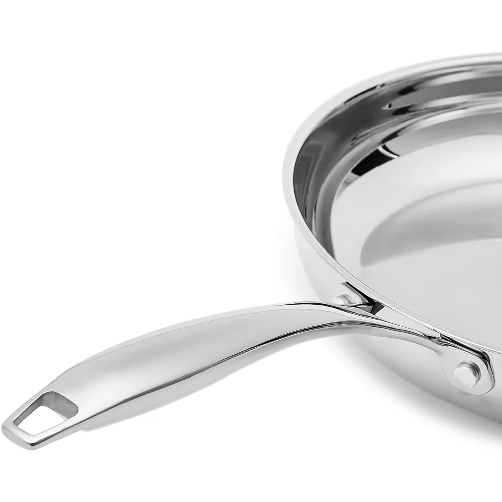 

2-Piece Stainless Steel Induction Frying Pan Set, Oven Safe 500°F, Riveted Cool-Touch Handle - 8 & 10 Inch for Home Chefs