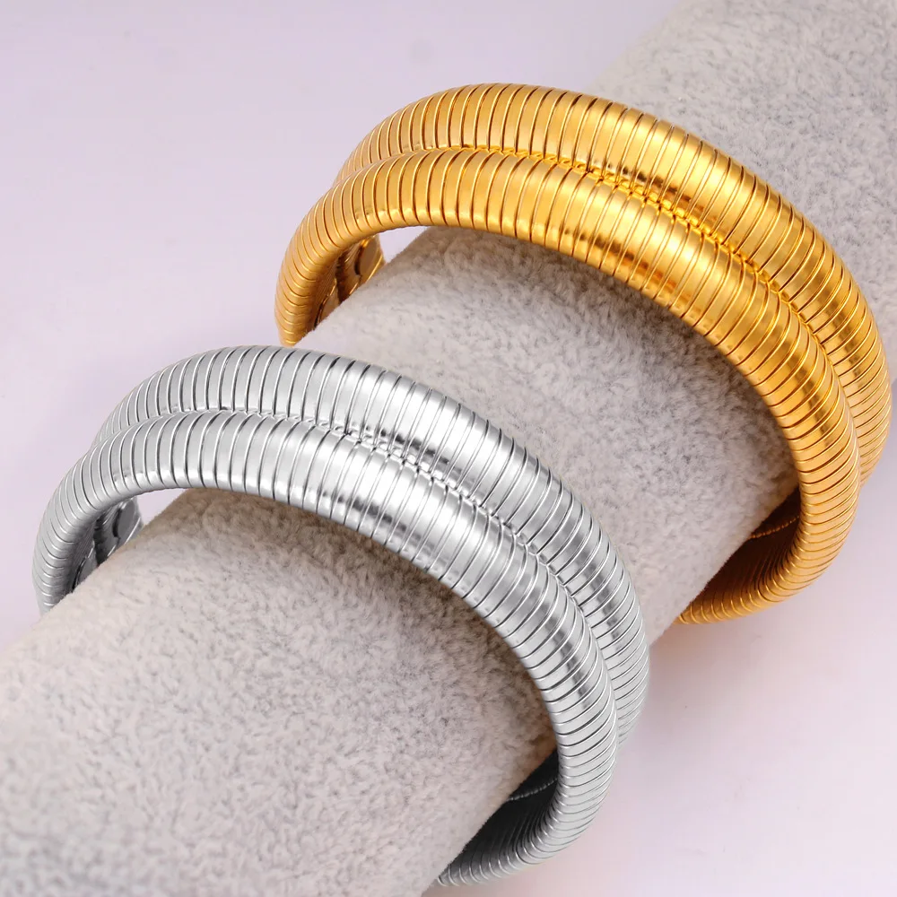 DIY accessories Double layer plain circle titanium steel 18k gold stacked wearing bracelet high-end European and American style