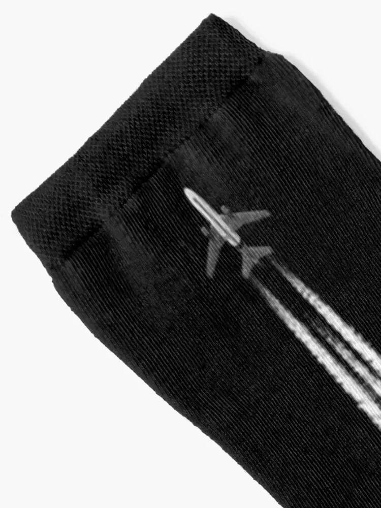 PLANE WITH CONTRAILS Socks cute sports and leisure funny sock aesthetic Socks Women's Men's