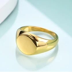 4/5/6/7/8/9/10/11/12/13 Stainless Steel Round Smooth Surface Ring Plated 18K Gold Color Men Women Finger Jewelry  Drop Shipping
