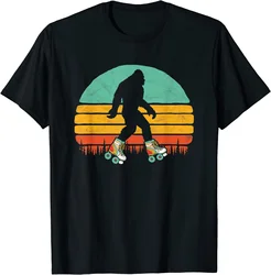 Neon Retro Bigfoot Roller Skating Shirt Sasquatch 80s Skater Graphic T-Shirt Men Clothing Cotton Daily Four Seasons Tees