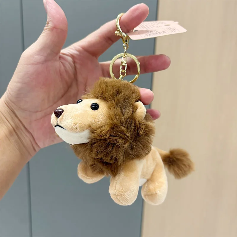 أفخم الأسد لعبة أفخم المفاتيح قلادة محشوة دمية على شكل حيوان الكرتون الحيوان سحر مضحك لينة الأسد حلقة رئيسية الأطفال حقيبة الملحقات