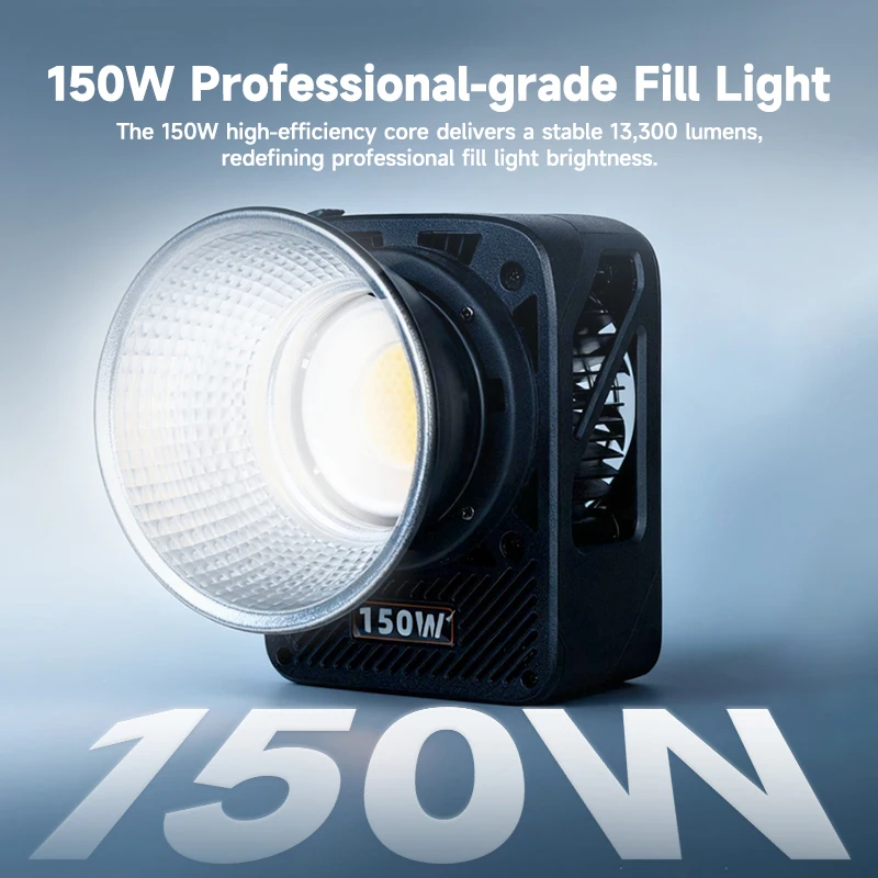 YSKE 150W Portable COB Video Light, 95+ CRI Bi-Color 2700K-6500K with Adapter & Reflector for Studio Photography