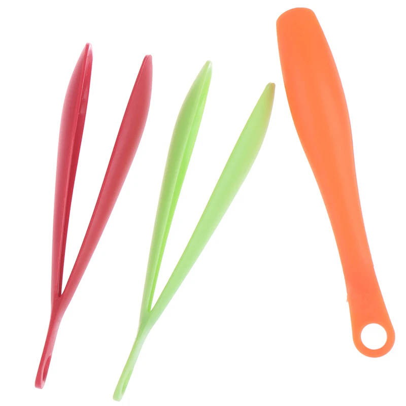 Pinzas de plástico para alimentos de 14,7x1,8 cm de 3 colores, pinza para barbacoa antiadherente, pinza de cocina para ensalada, utensilios y accesorios