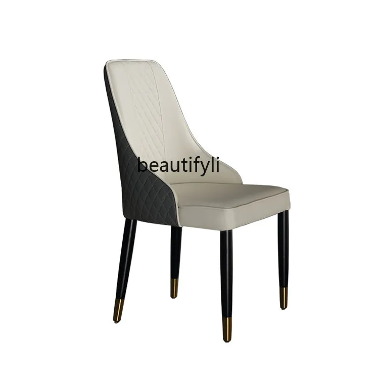 Nordic Solid Wood Dining Chair Simple Modern Creative Study Negotiation Hotel Western Leisure Leather Coffee Shop Fashion Chair