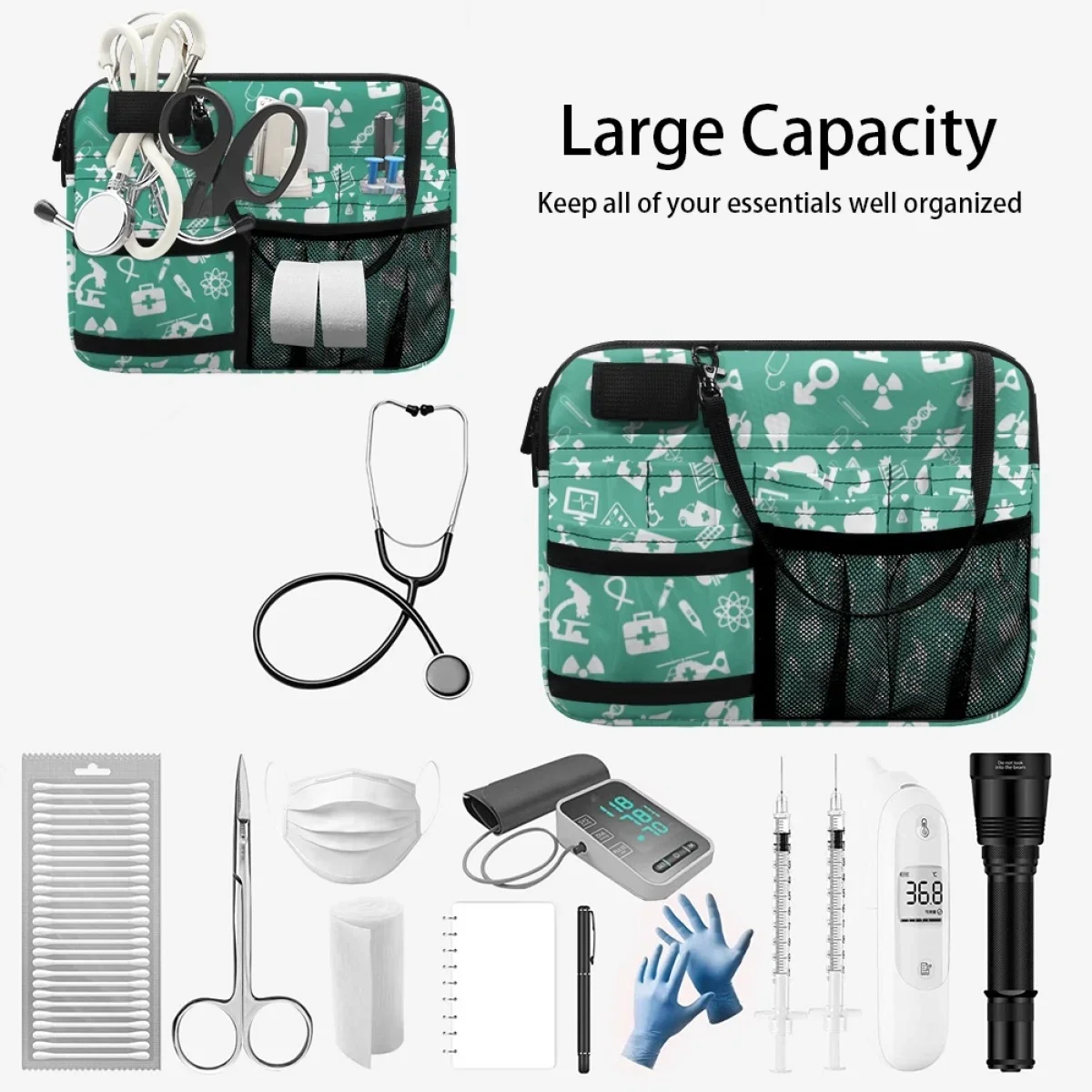 Infermiera Medical Icon Print Belt Organizer per donna marsupio marsupio per stetoscopi fasciatura forbici Hip Bags donna