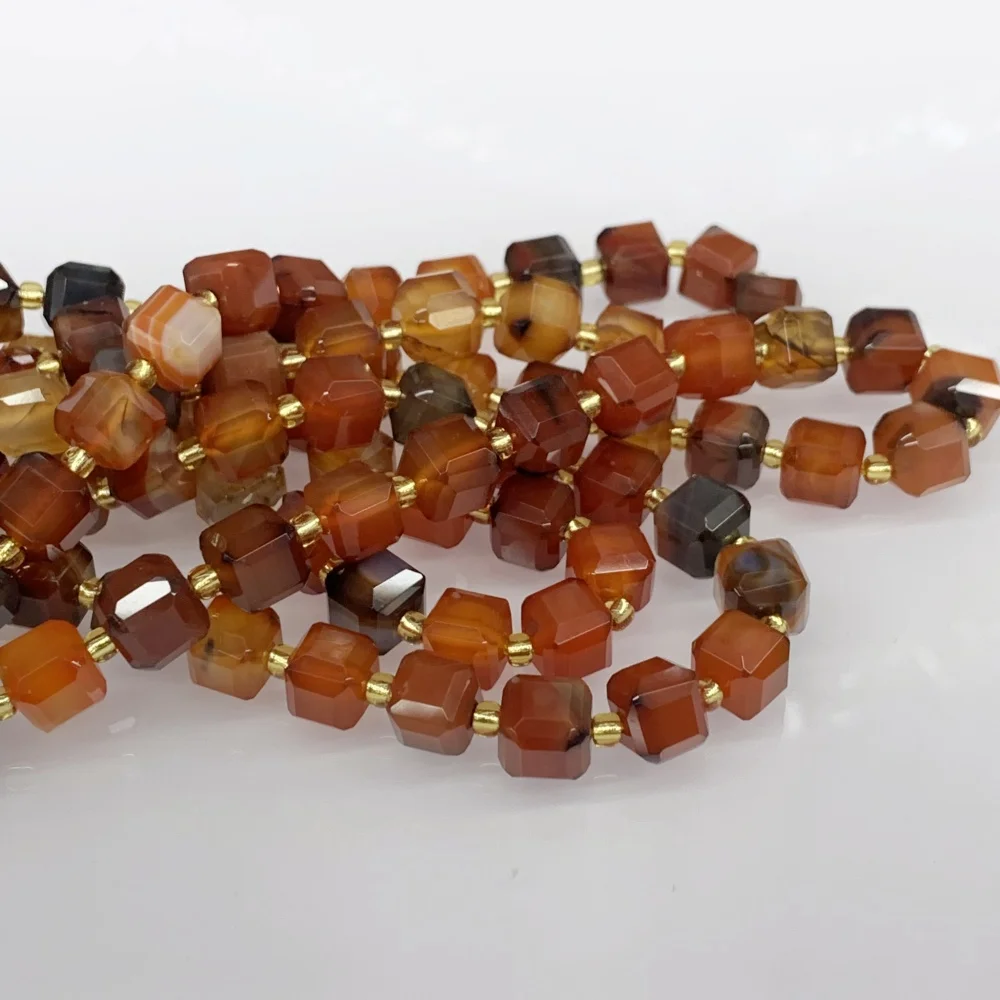 

6mm8mm Natural red agate Square Cube Loose Spacer Beads for Jewelry Making DIY Women's Charm Necklace Earrings