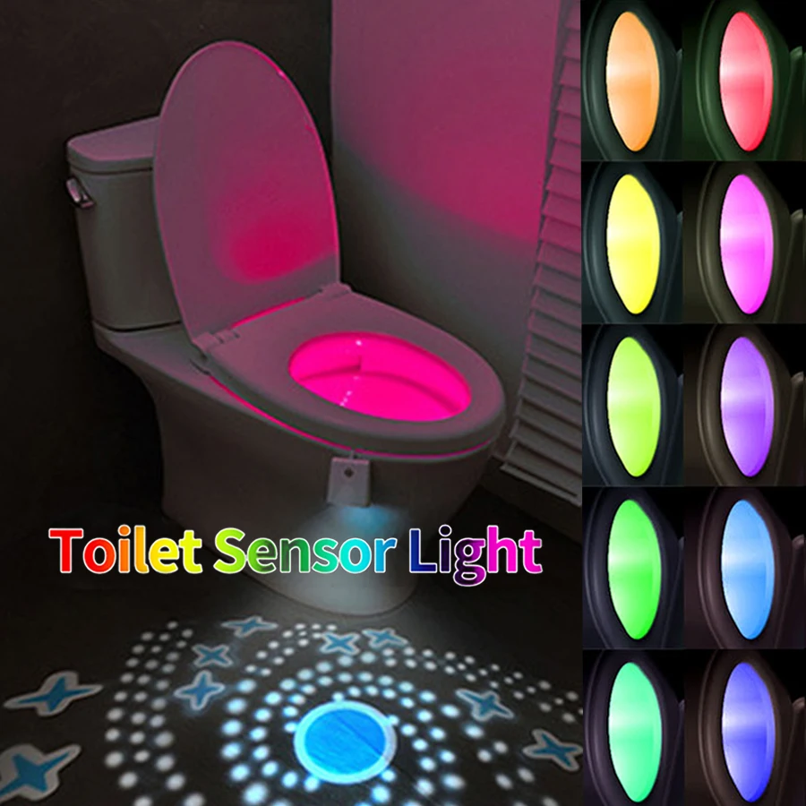 Motion Sensor Led Night Lamp Rechargeable Toilet Bowl Bathroom Night Lights Star Projection RGB Backlight for WC Toilet Light