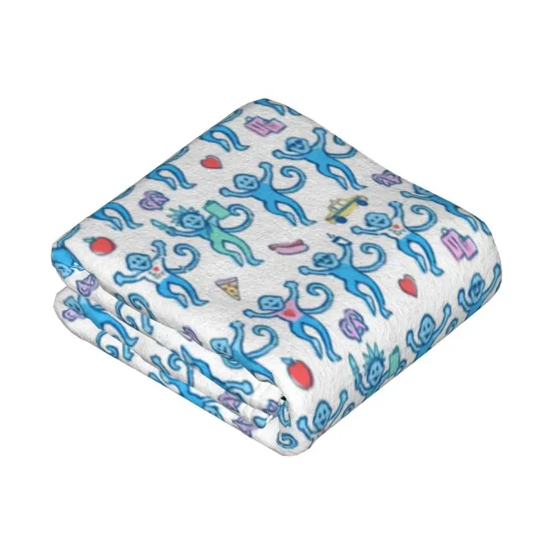 Custom Ultra-Soft Fleece Preppy Roller Monkeys Rabbit Throw Blanket Warm Flannel Blankets for Bedding Home Couch Quilt