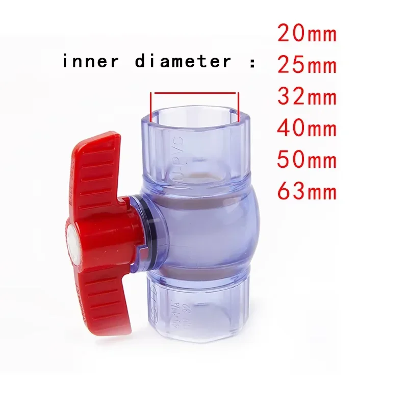 20~63mm Blue Transparent UPVC Pipe Connectors Aquarium Fish Tank Drainage Pipe Quick Fittings Garden Irrigation Tube Joint Valv