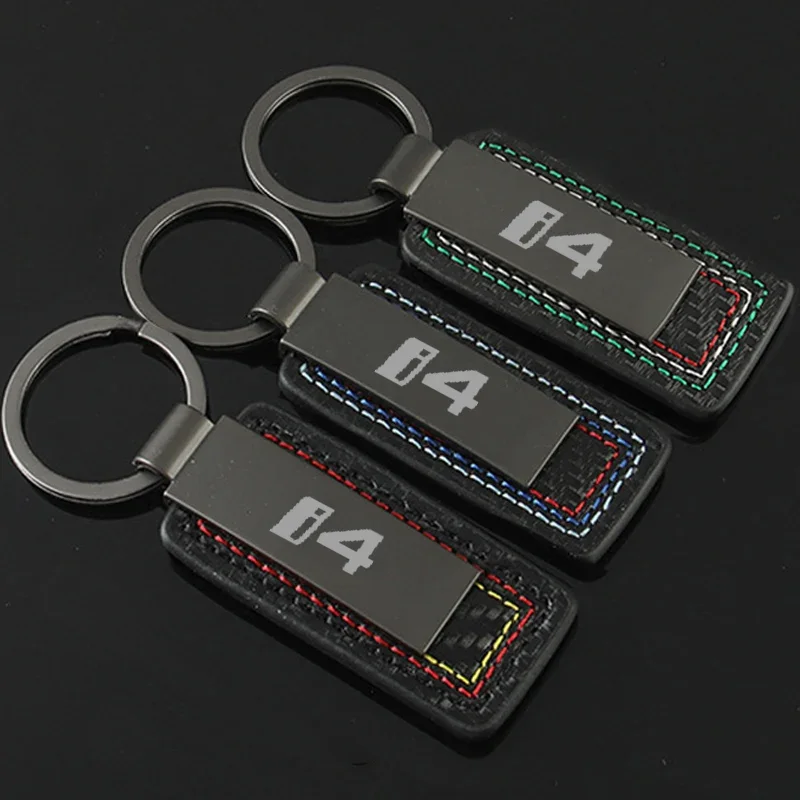 Alloy Leather Car Key Rings Rope KeyChain Buckle for BMW I4 Logo E83 E93 F25 G20 G21 Car Fashion Keyrings Gifts Key Accessory