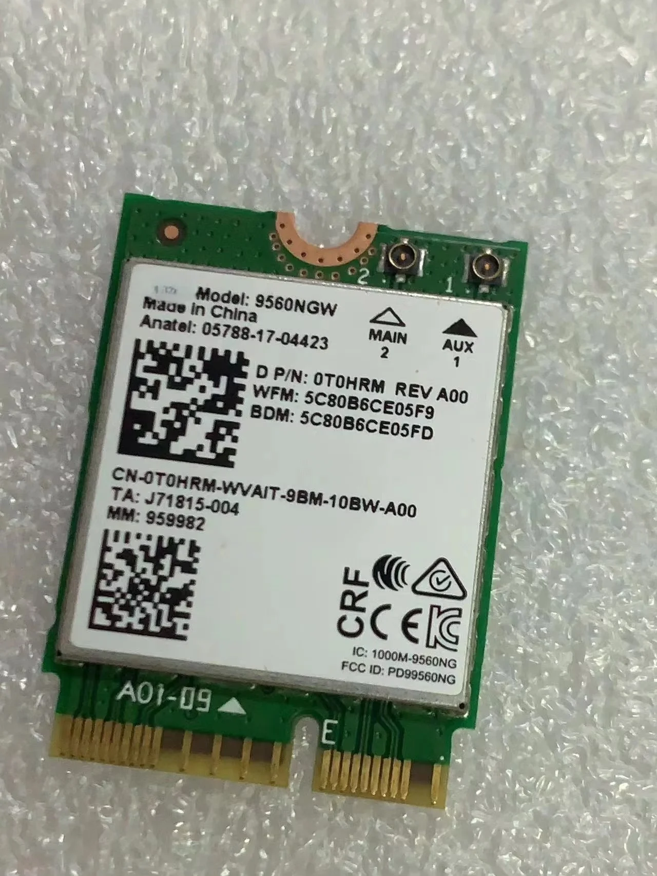 Wi-Fi-карта 9560NGW, 9560 Мбит/с, AC 2,4, два диапазона, 5,0 ГГц