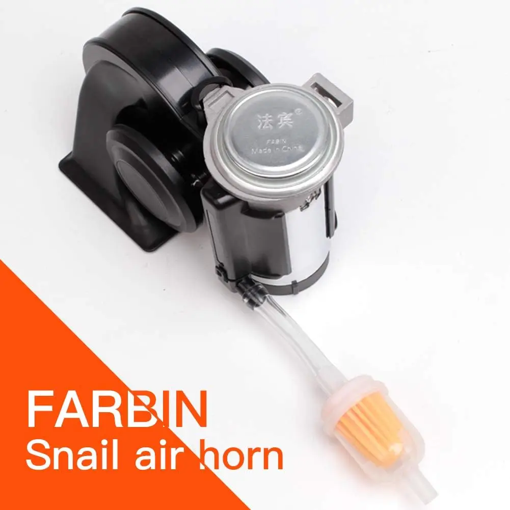 FARBIN Compact Air Horn with Compressor Snail Electric Car Horn 12V 150db Super Loud with Wiring Harness for Any 12V Vehicles