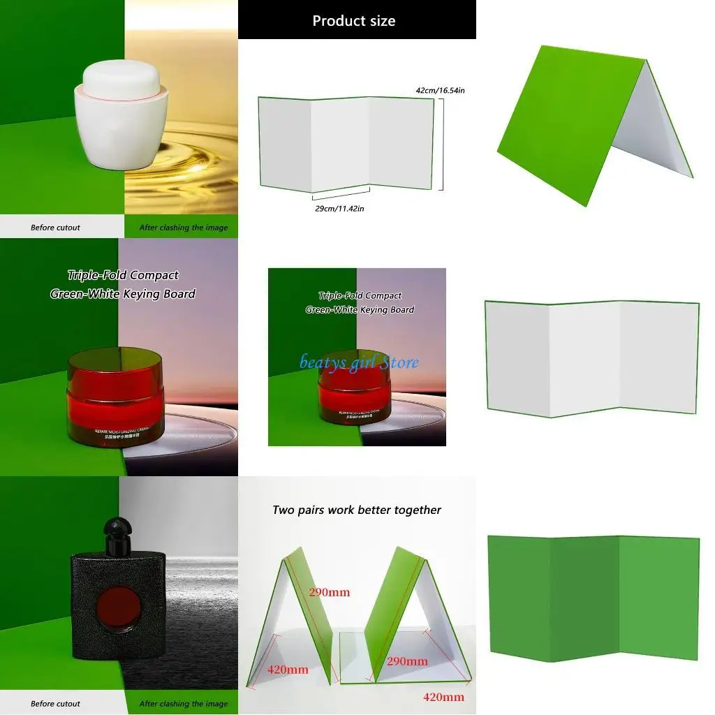 

C7AB Portable Foldable Green Screen and White Background Board for Professional Chromas Photography and Video Editing