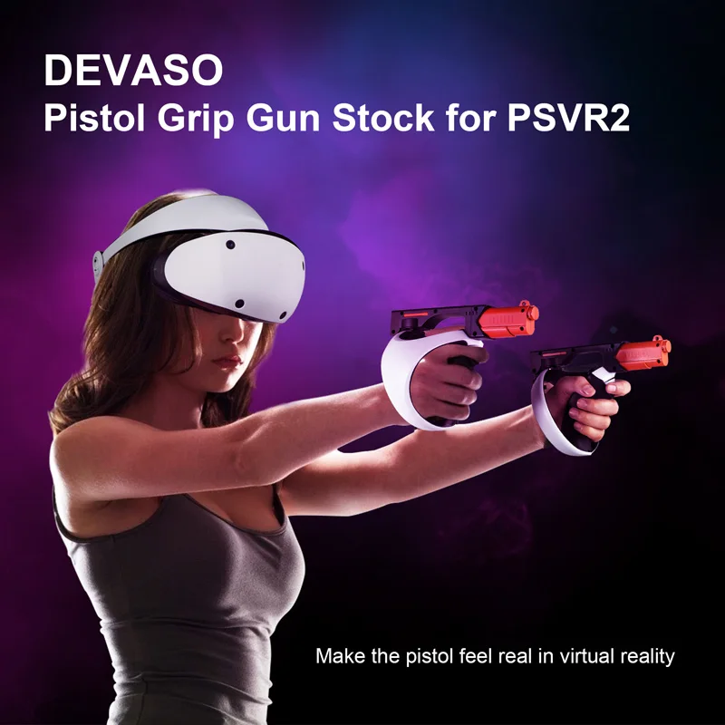 For PS VR2 Game Controller Somatosensory Gun Mount Shooting Game Pistol Controller Grip Comfortable Realistic Multifunction ACC