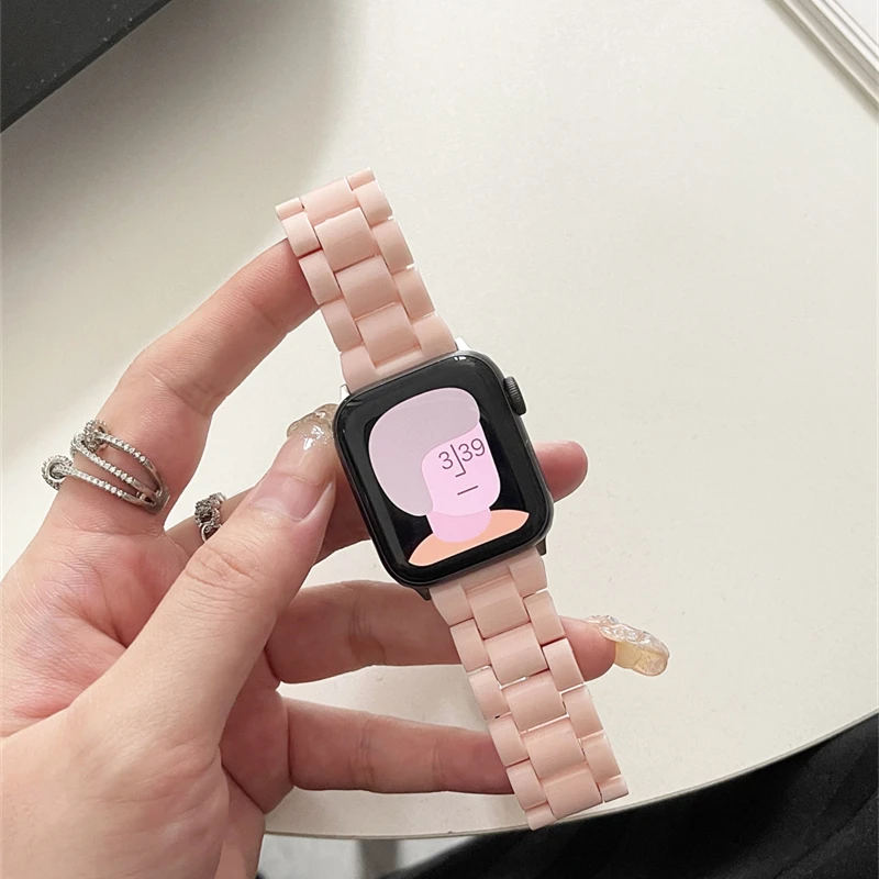 Candy Color Resin Strap For Apple Watch 41mm 45 38 42 44 40 mm Macaron Replace Wrist Watchband Belt Smart Watch Band Accessories