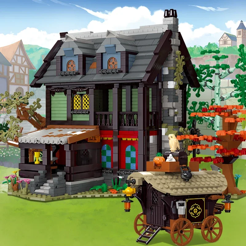 

Street View Medieval House Amedieva Inn Building Blocks Assembly City Model Architecture Bricks With Lights Toys For Kids Gifts