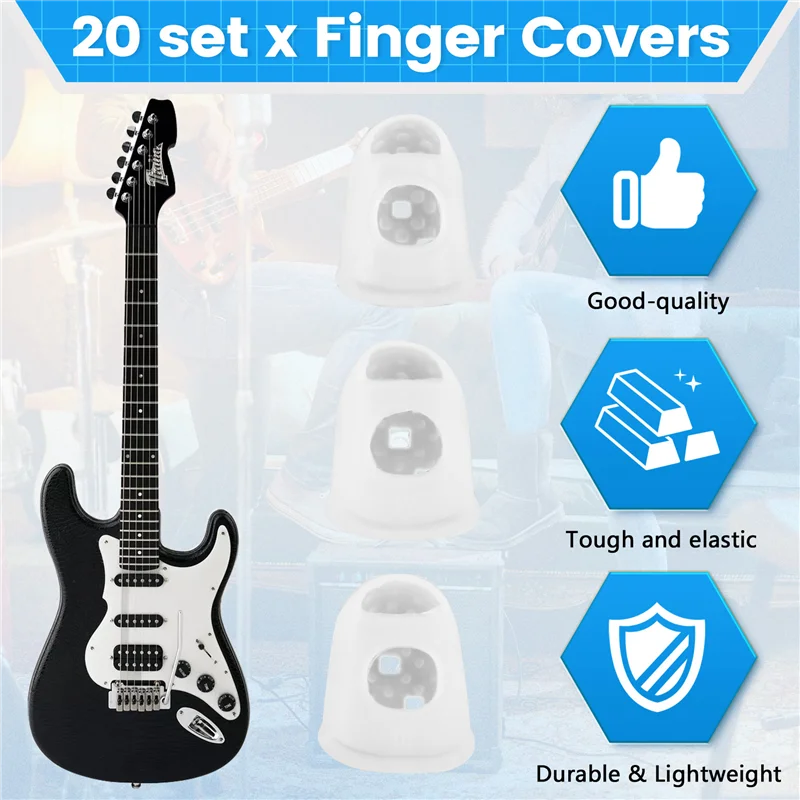 

Набор противоскользящих перчаток TURE, 20 предметов для удобных игр, электрических и акустических гитар и других струнных инструментов