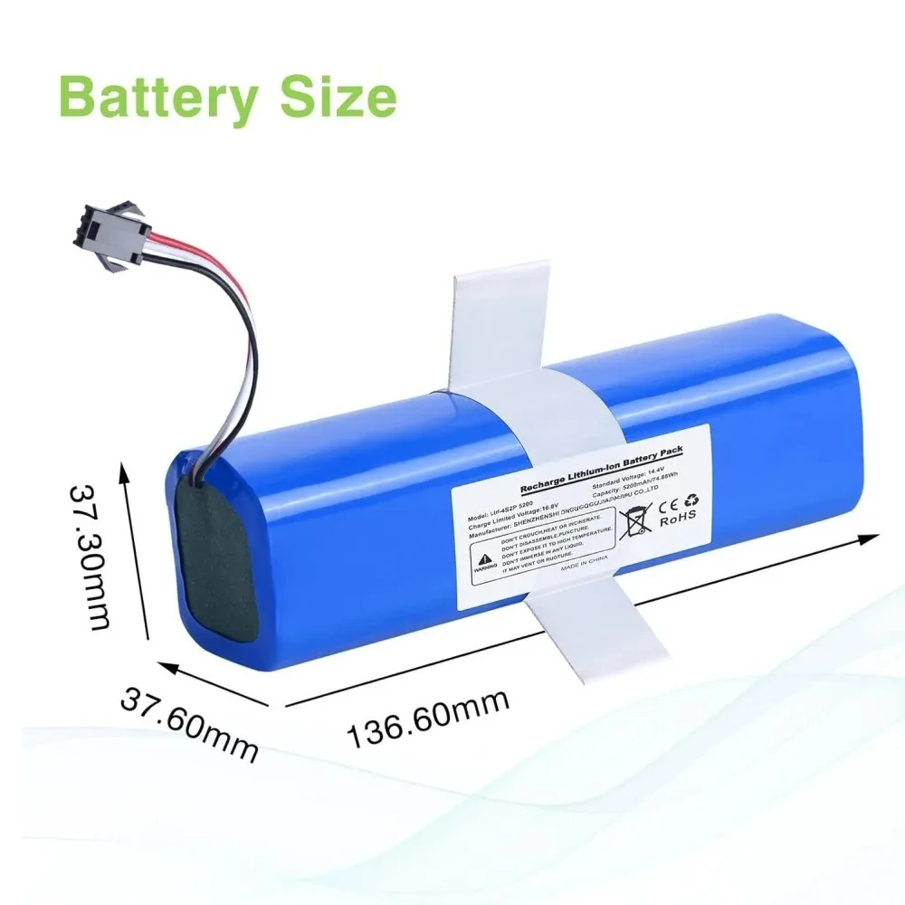 Imagem -02 - Bateria de Iões de Lítio Recarregável Lydsto r1 Aspirador Robótico 14.4v 12800mah Adequado para Xiaomi