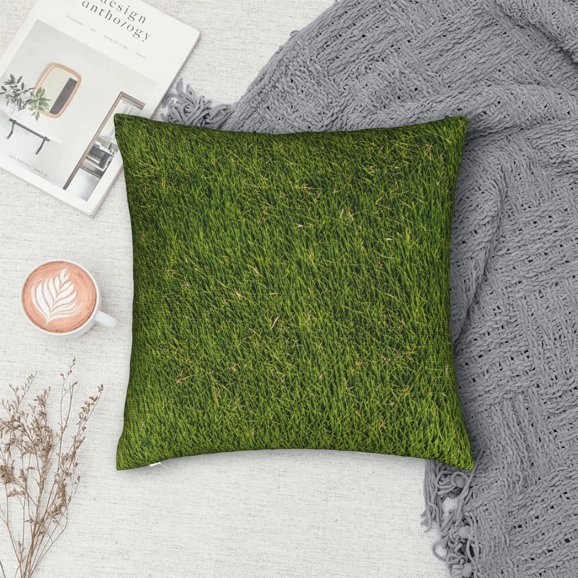 Grass Battlemat Grassland Land Greenery Pillow Cover  Vintage Pillow Case For Living Room Chair Comfy Pillowcases Gift