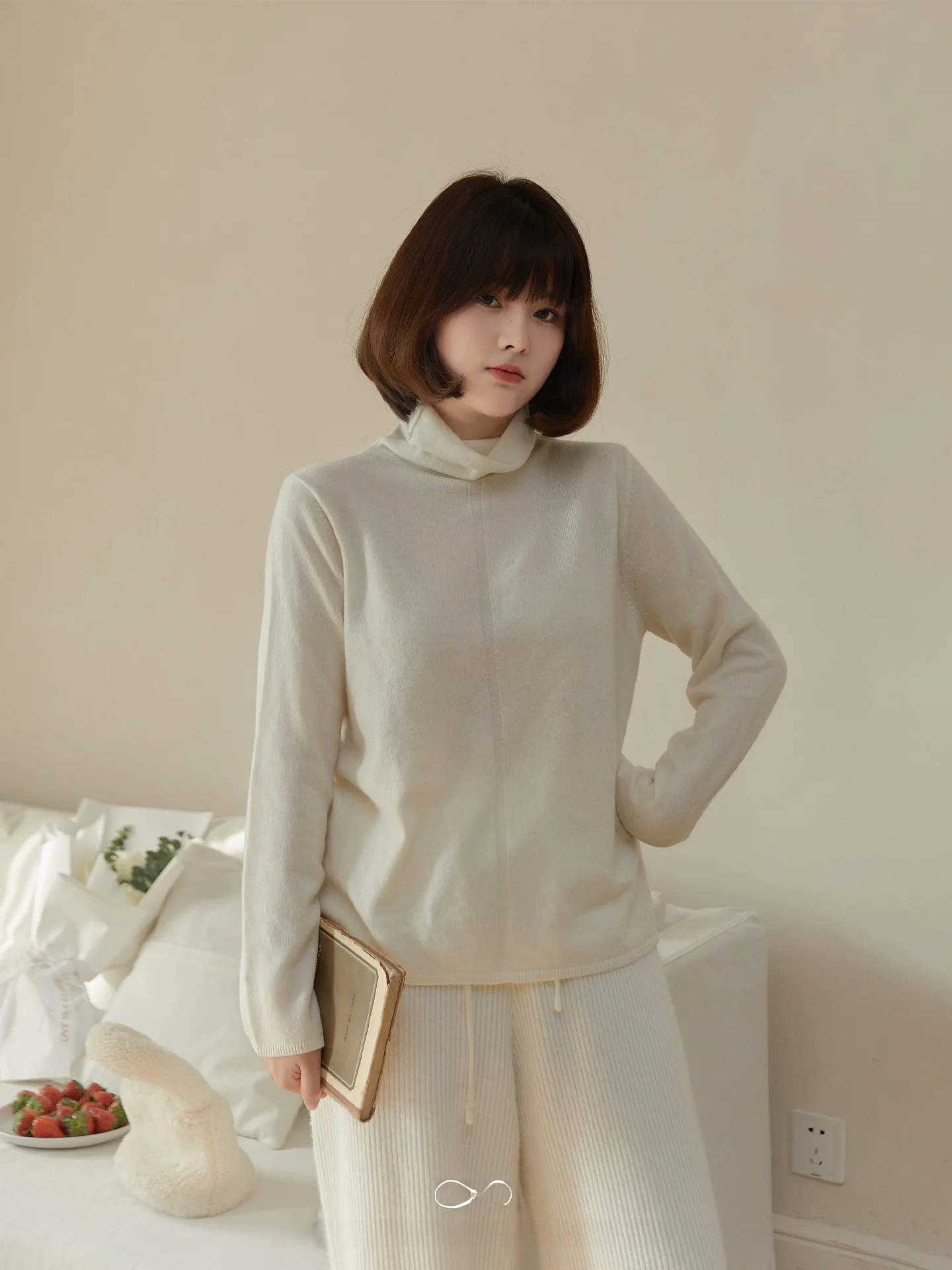 

Maixi большие размеры, женский шерстяной вязаный топ с высоким воротником, зимний свободный универсальный теплый длинный топ све, повседневный топ