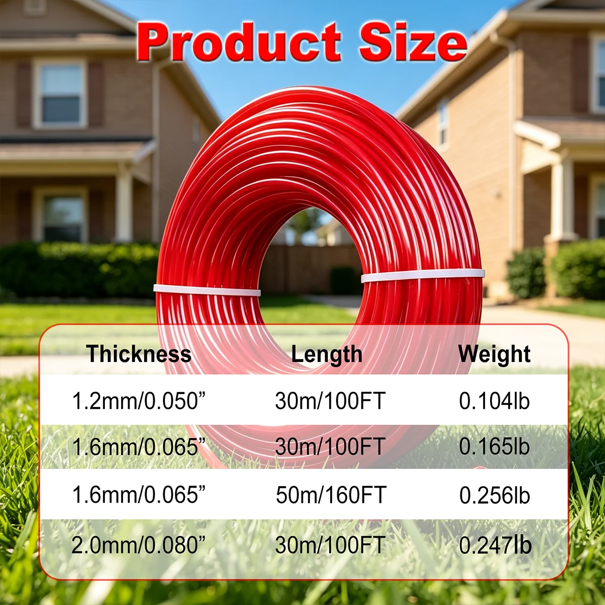Standard Round Nylon Lawn Trimmer Line 1.2 mm/1.6 mm/2.0 mm x 30m/50m Noise Wear-resistant Durable for Yard Lawn Maintenance