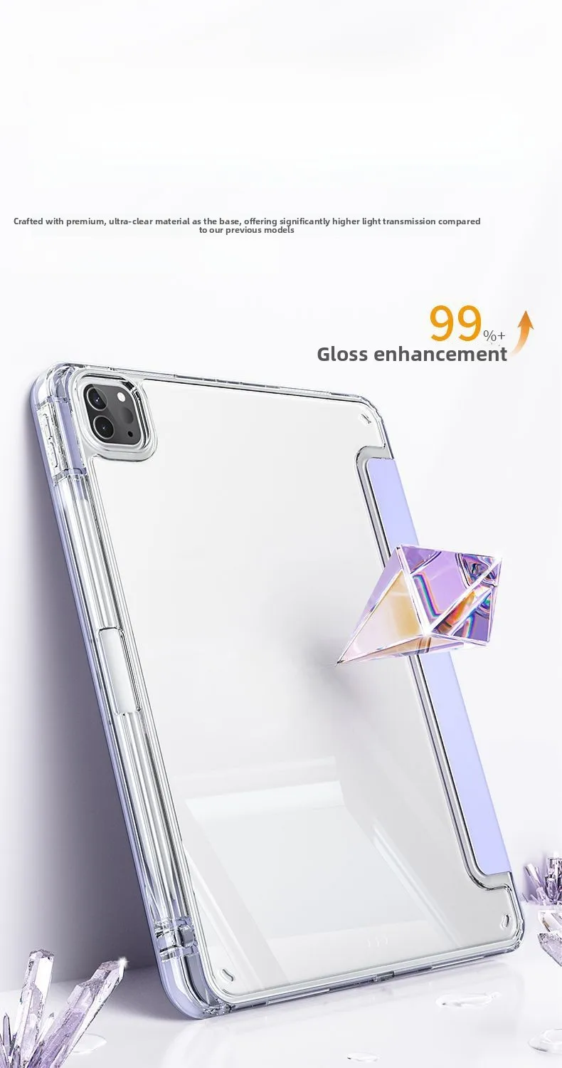 Für IPad Acryl Y-Fold Anti-Drop- und Anti-Bend-Schutzhülle Air5/4, magnetisch, transparent – Detail 4