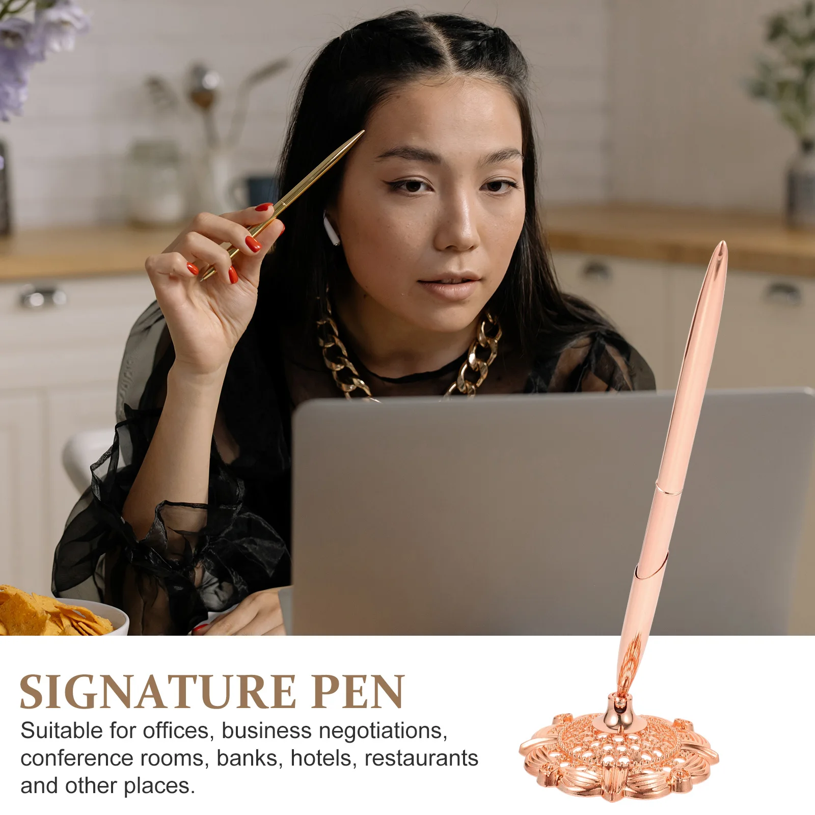 

2 Pcs Accessories Signature Pen Office Decorative Ballpoint Metal Desk Pens Fine