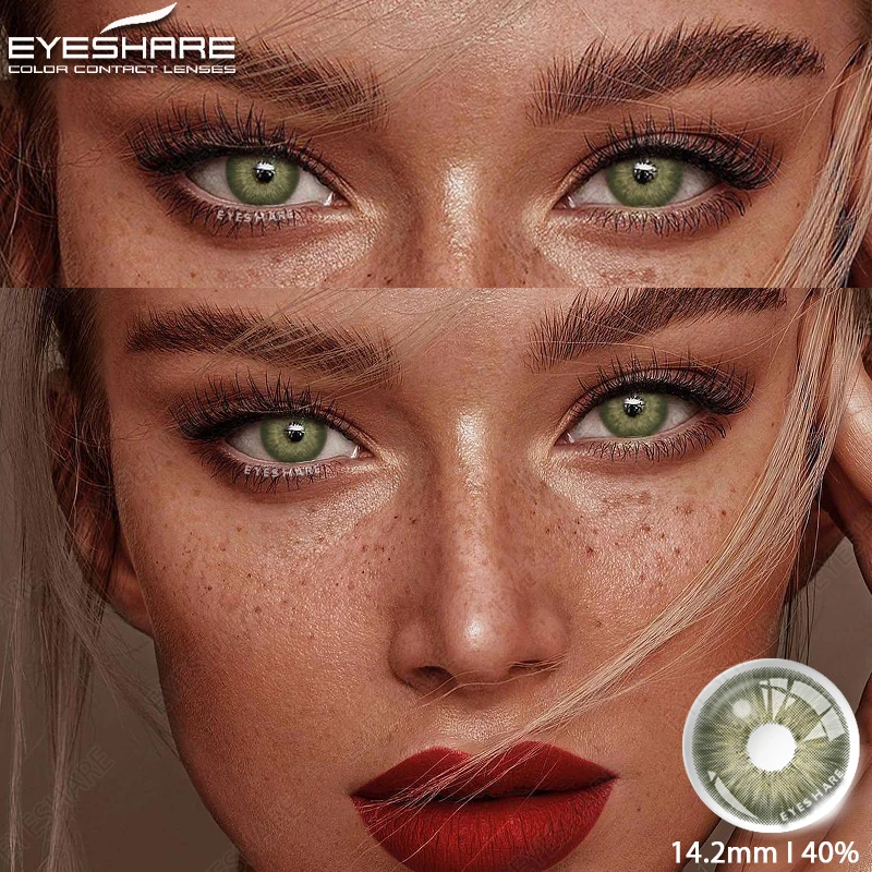 EYESHARE Neue modische farbige Kontaktlinsen für Augen, braune Augen, Kontaktlinsen, buntes Make-up, grüne Augenlinsen, jährlich, 2 Stück/Paar