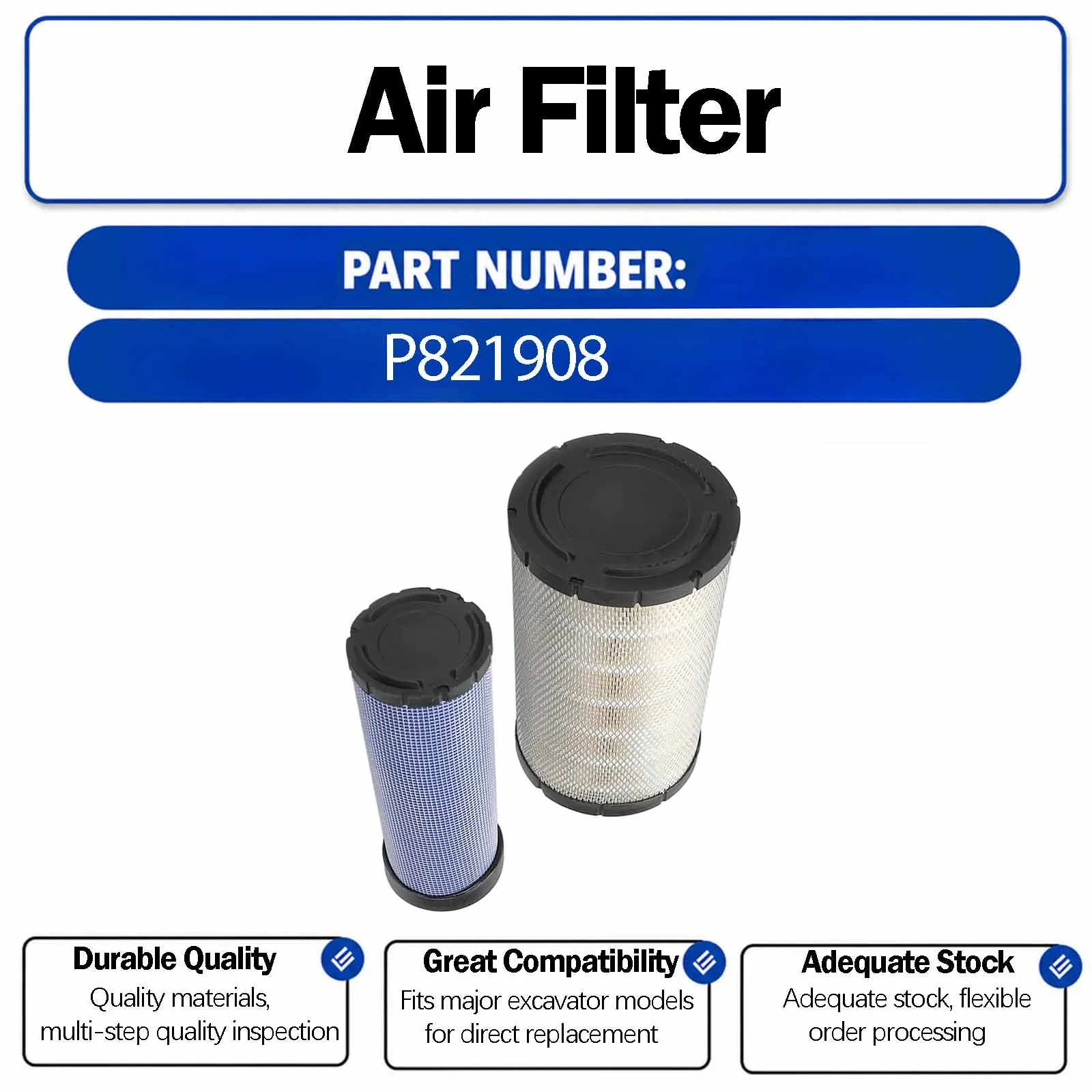 New Air Filter JM-1058AB For Kobelco SK200-2 SK200-3 SK200-5 SK200-5.5 SK200-6 SK200-6E SK200-7 SK200-7E SK210-6 SK220-2 SK220-6