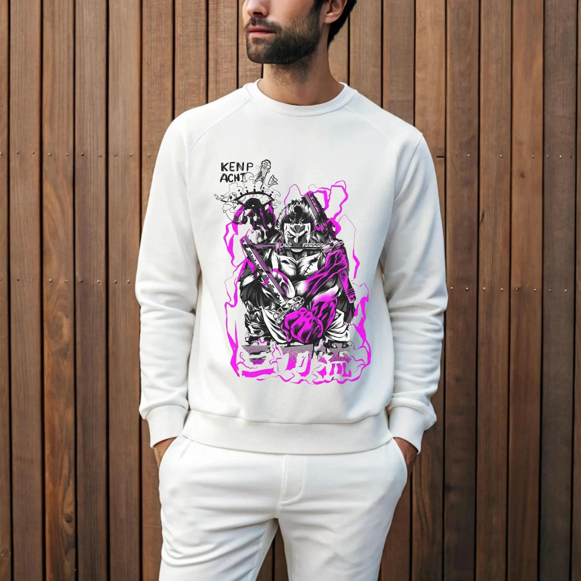 Zoro One Piece Anime Sweatshirt, Rononoa Zoro Sanoryu Samurai Manga Strohhut Pirat, Ruffy Japanischer Herren- und Damen-Hoodie