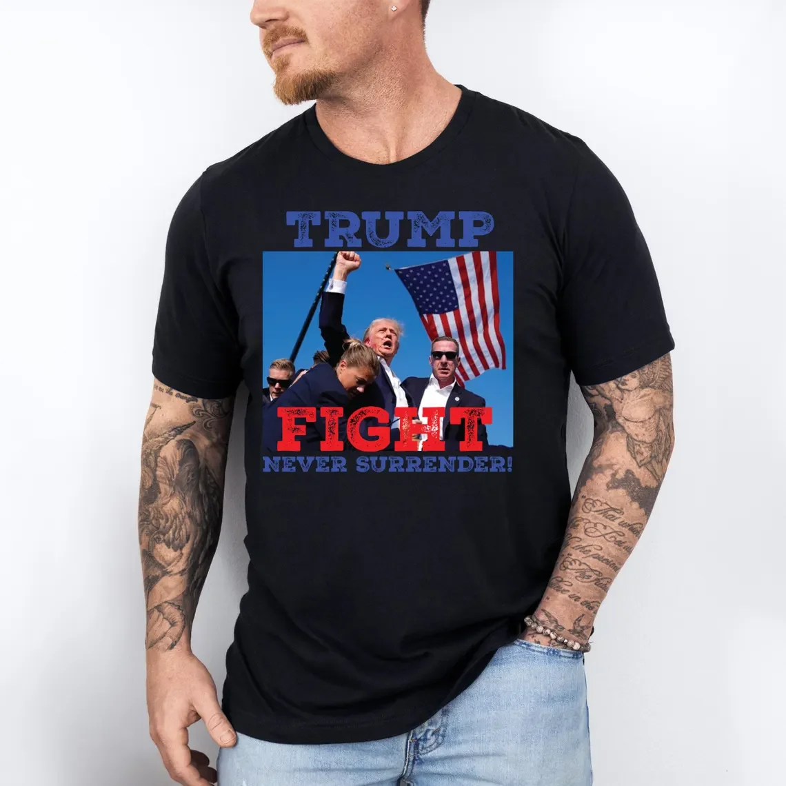 Donald Trump Shooting T-Shirt, Trump Fight Shirt, Never Surrender Tee, Republican  President Trump, Make America Great again!