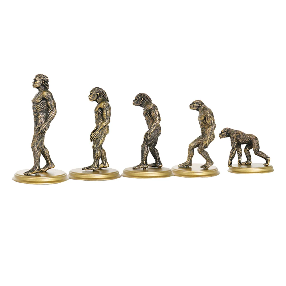 

5 Pcs Decor Human Plastic Model Evolution Cognitive Toy Miniature Ape Adornment Ornament Funny Primitive Golden History Child