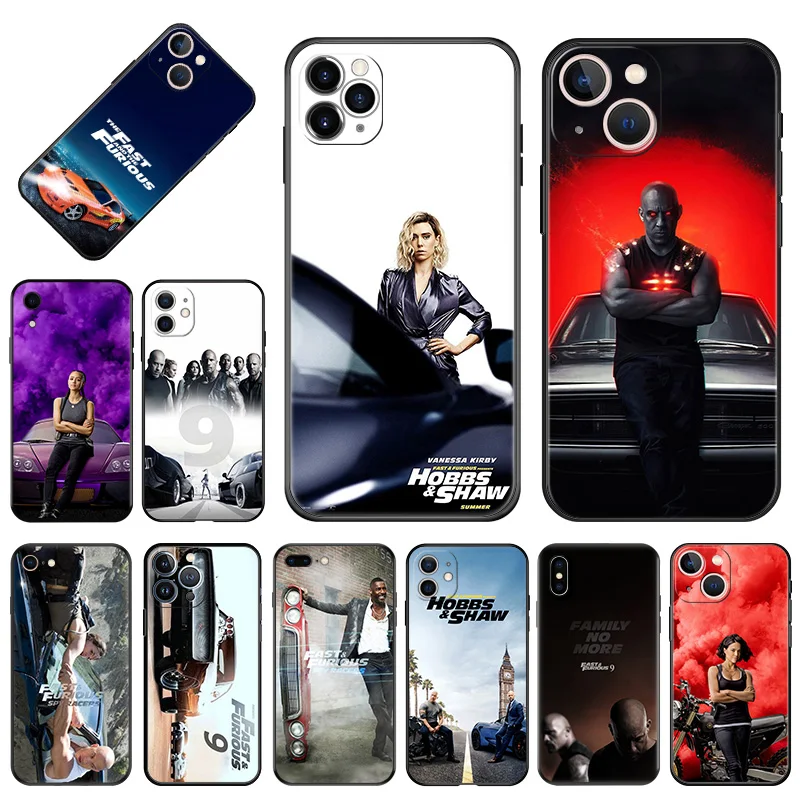 Soft Phone Cases For iPhone 15Pro 14 13 Pro Max 12 11 Mini 7 8 15 Plus SE XS X XR Luxury Fast Furious 9 Black Matte Cover