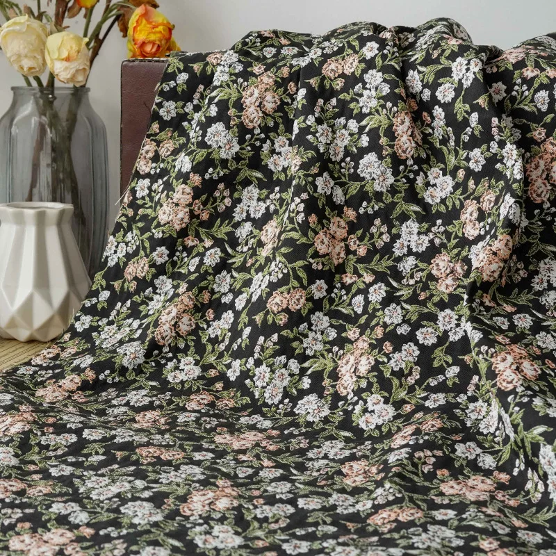 

Small Floral Embossed Jacquard Fabric Women's Dress Makeup Bag Clothing Yarn Dyed Sewing Fabric