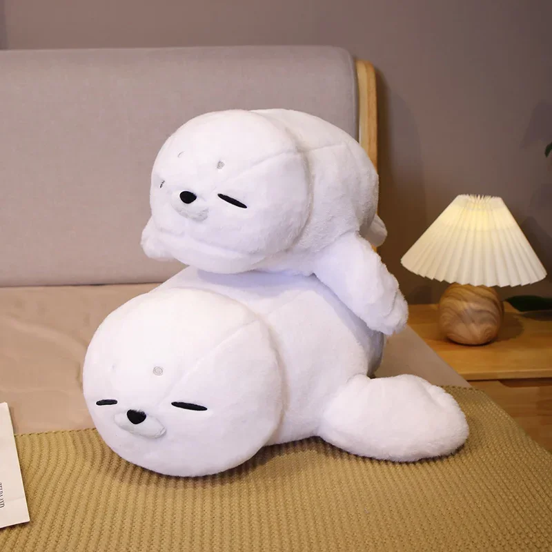 50/60cm Cute White Seal Plush Toy Lifelike Stuffed Marine Life Seal Soft Doll Simulation Seal Pillow Kids Toys Birthday Gift