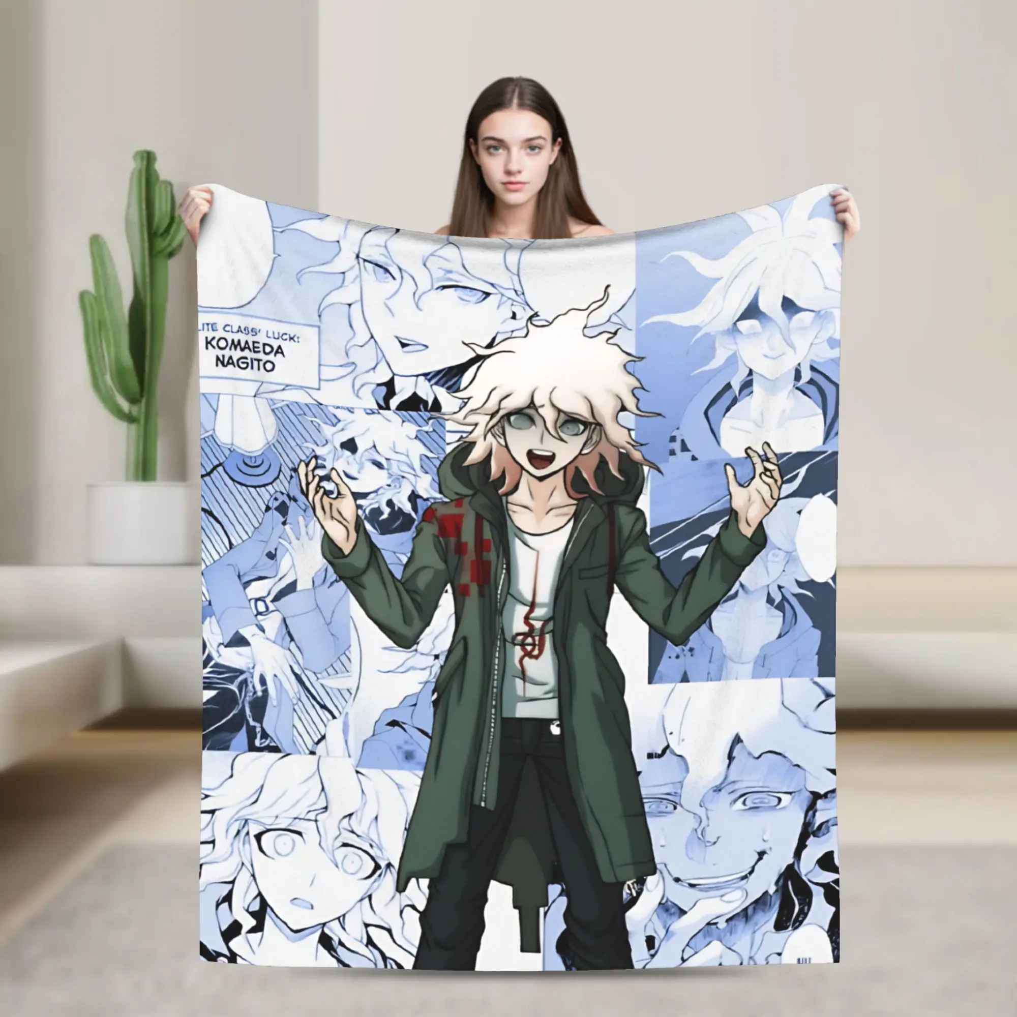 Nagito Komaeda  Plush Blanket Kids Adult  Flannel Throw Blanket For Bedroom Warm Design Quality Bedspread Gift