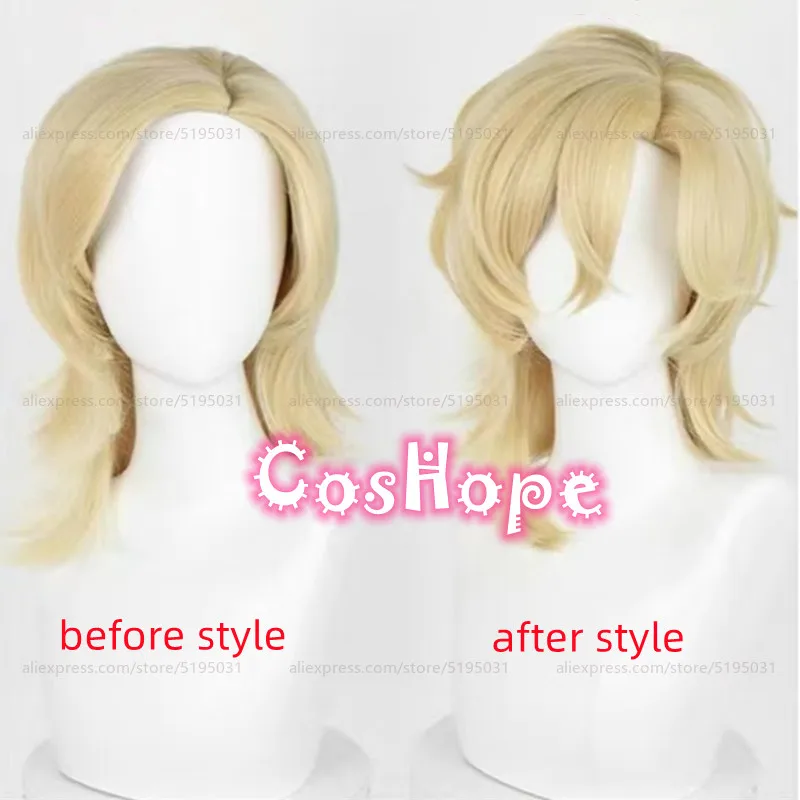 HSR Aventurine Cosplay Wig 40cm Short Hair Golden Wig Cosplay Anime Cosplay Wigs Heat Resistant Synthetic Wigs