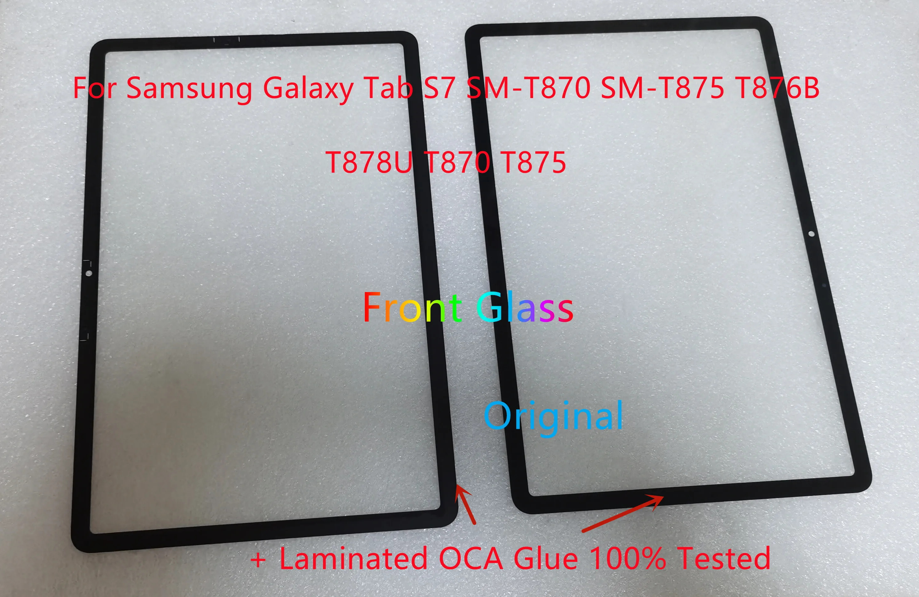 

For Samsung Galaxy Tab S7 SM-T870 SM-T875 T876B T878U T875 T870 Touch Screen Tablet Front Glass Lens + Laminated OCA Glue Tested