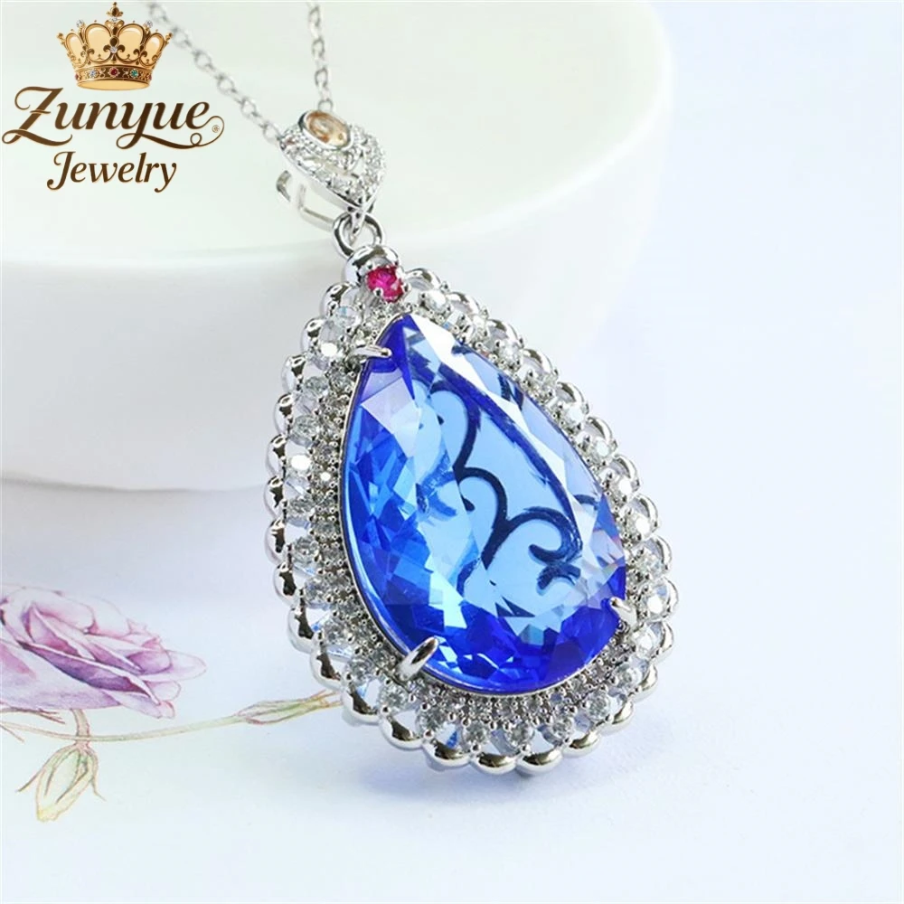 

Colored Glass Water Drop Diamond-Encrusted Pendant Luxury Quality Fashion Fine Jewelry Exquisite Elegant Popular Charms Young