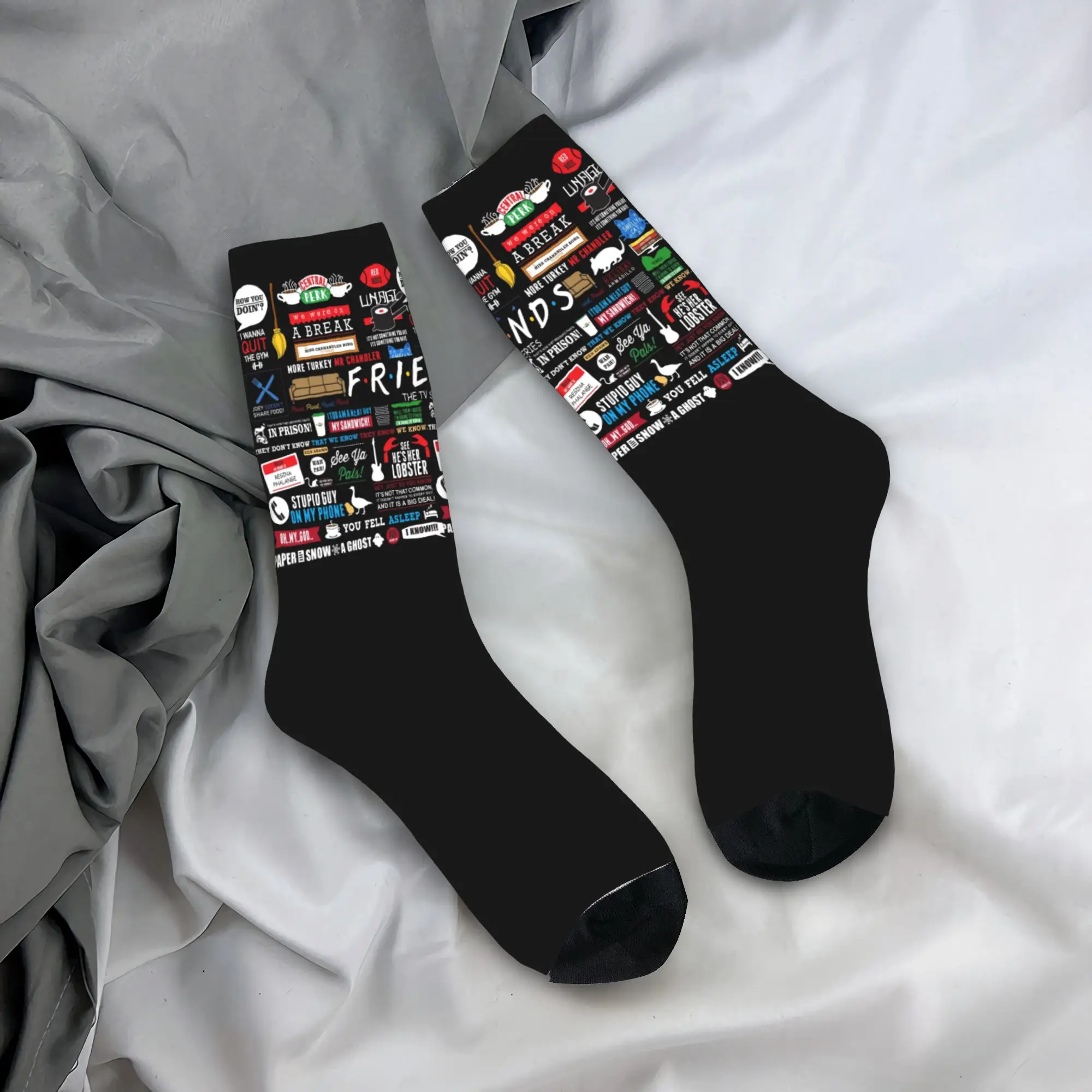 Calcetines Personalizados con Diseño Divertido de la Serie de TV Friends, Calcetines Deportivos de Baloncesto con Estampado 3D para Hombre y Mujer