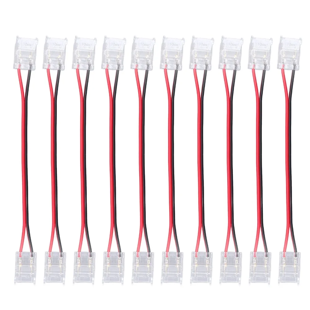 10pcs Strong 2Pin Strip Light Connector 8mm/10mm Double Headed Extension Connector LED Strip Connector For Warehouse