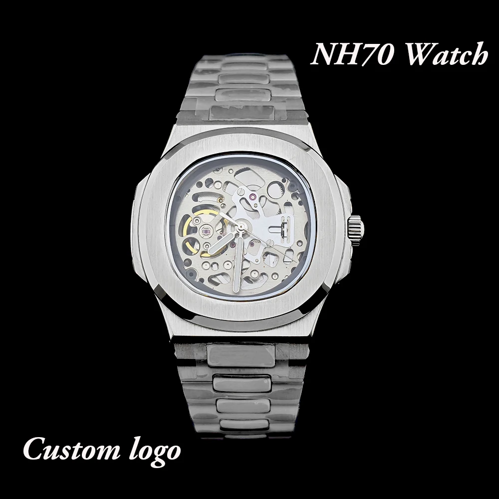 

New NH70 hollow watch men's watch stainless steel watch personalized customized watch NH70 movement watch