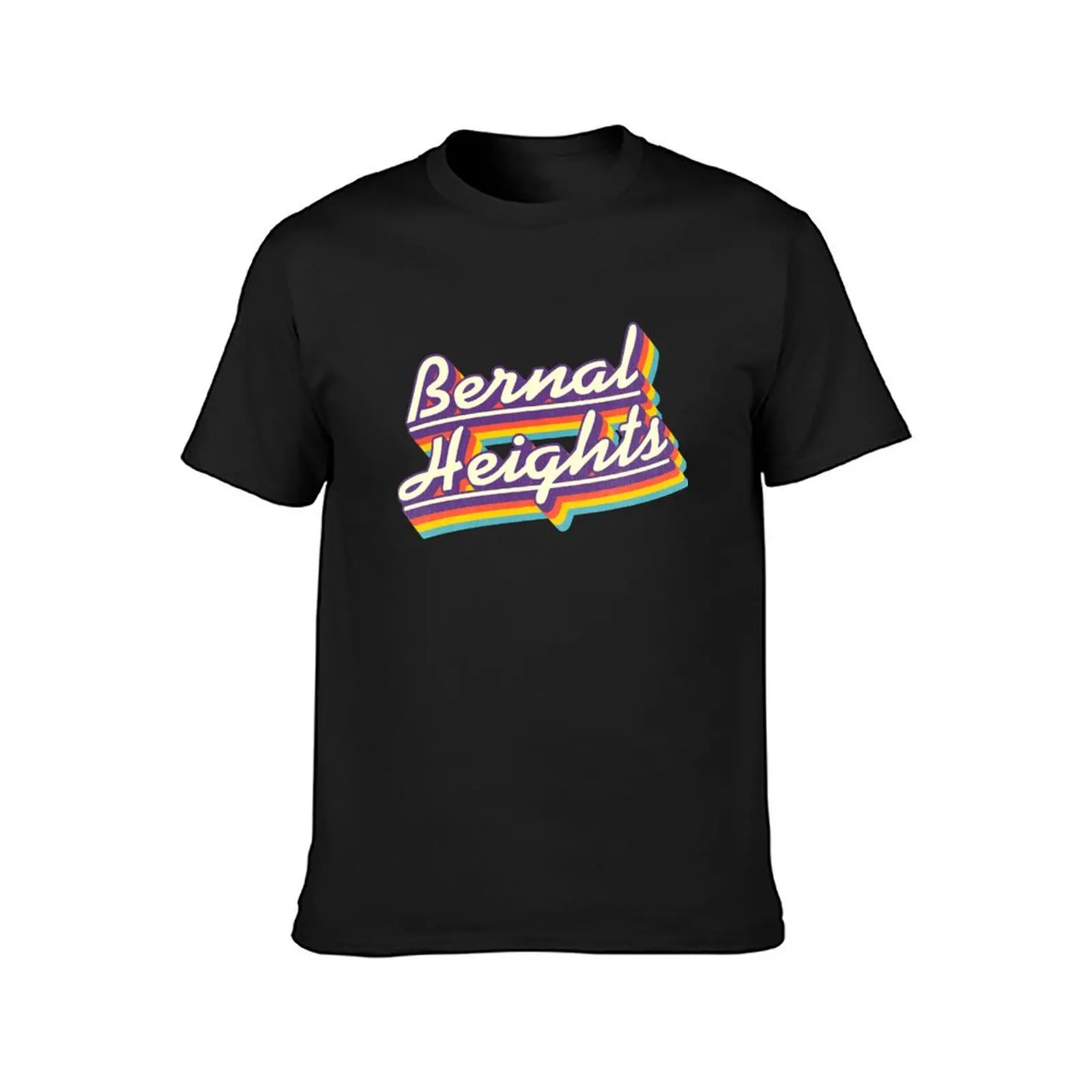 Bernal Heights Retro Rainbow T-Shirt blacks customs men workout shirt