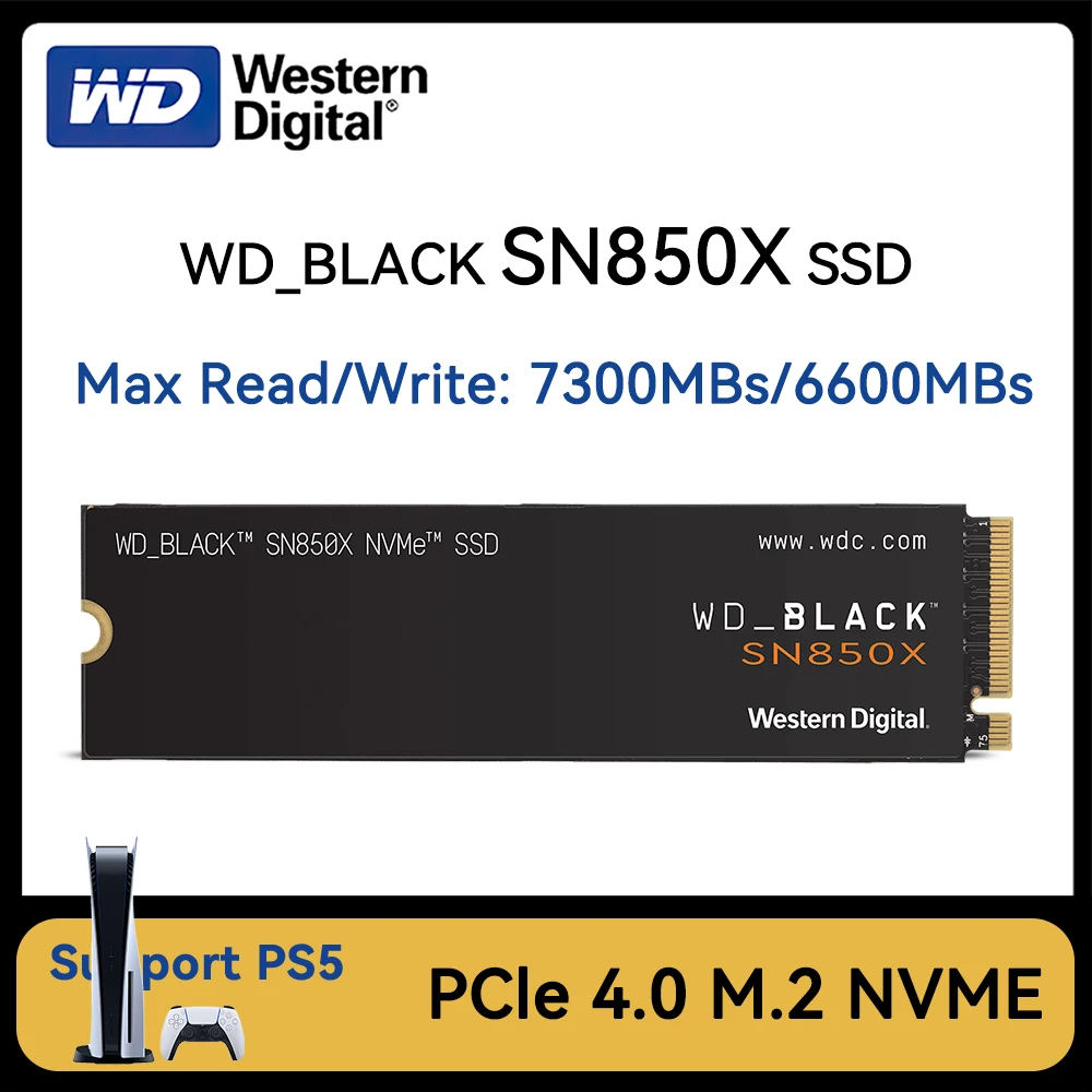 Western Digital WD SN850X 1TB 2TB SSD NVMe M.2 2280 PCIe4.0 X4 Gen4 Drive Internal Solid State Disk for PS5 Desktop Laptop