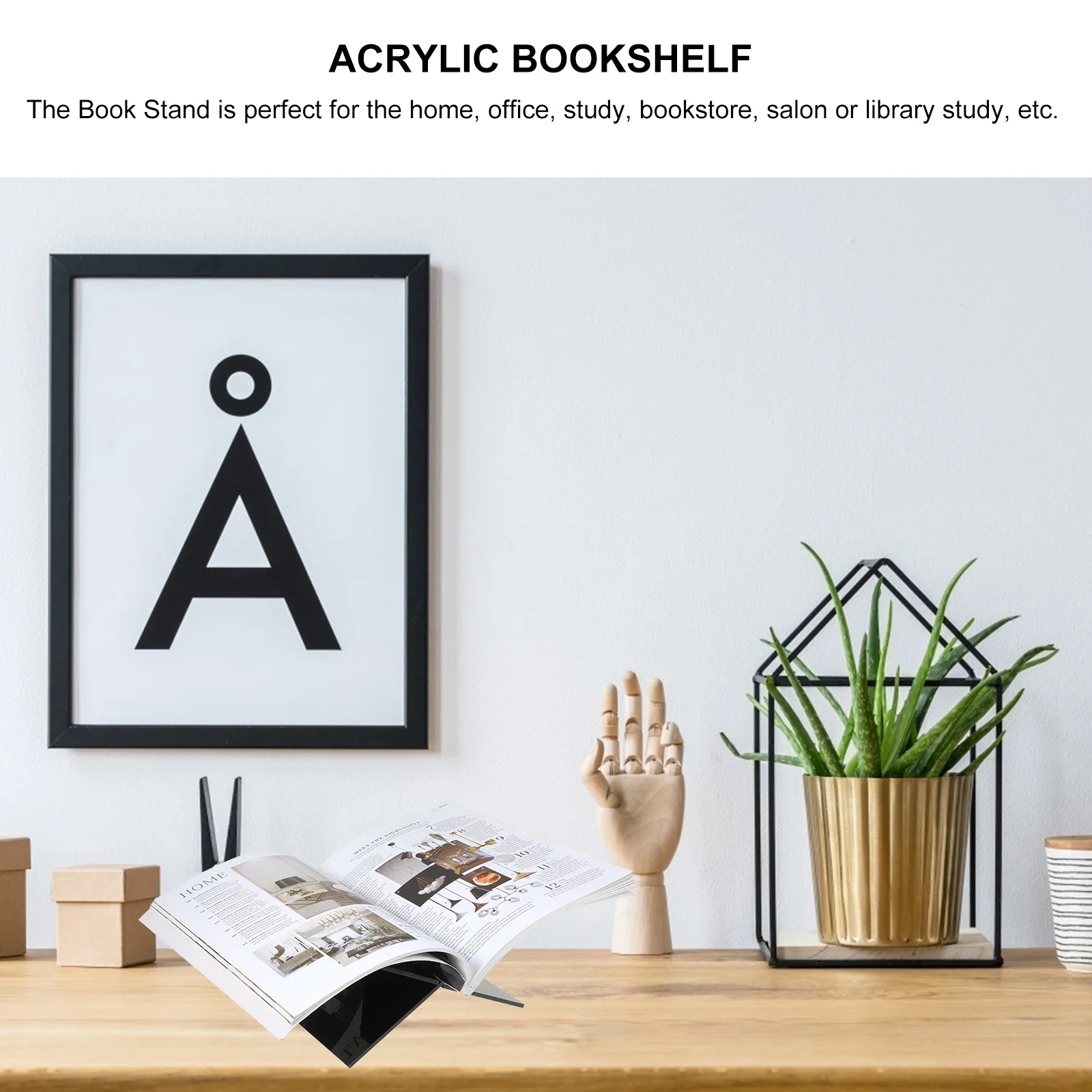 

Acrylic Book Stand 1 Set Clear Recipe Holder Magazine Display Stand Hands Organizer Kitchen Island