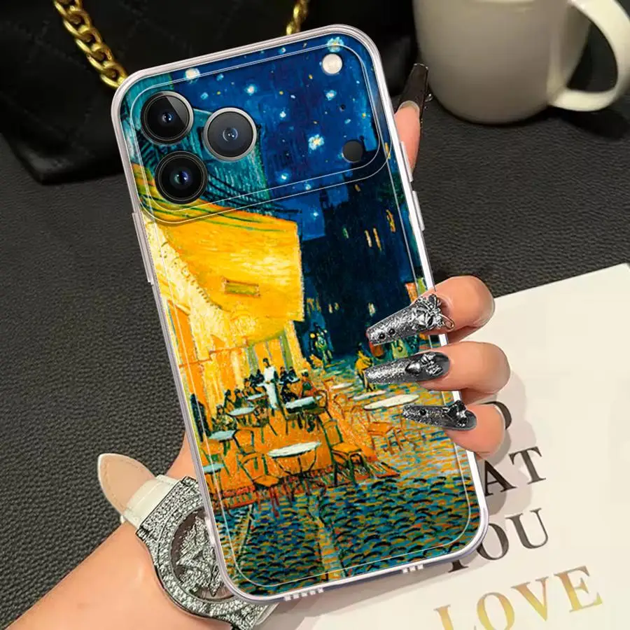 فان جوخ عباد الشمس لينة غطاء الهاتف آيفون 12 Mini 16e 16 15 14 Plus 17 Air XR 13 12 11 Pro MAX 7 8