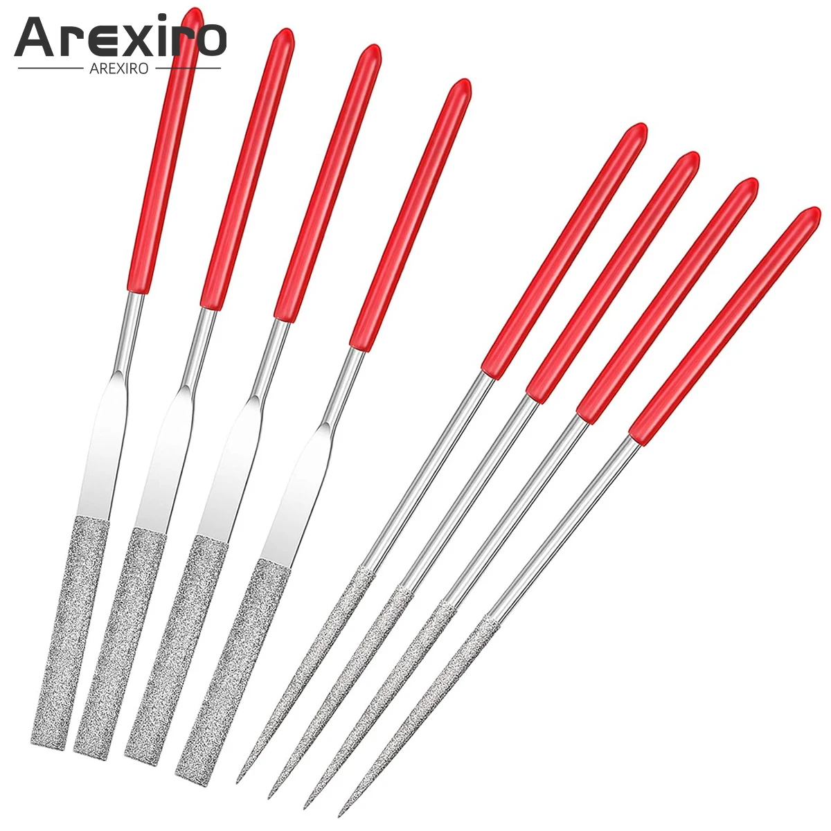 2Pcs Diamond Needle File Set Flat Round Tip Metal Stone Jewelry Polishing DIY Wood Jade Bodhi Hole Expanding Grinding Hand Tool