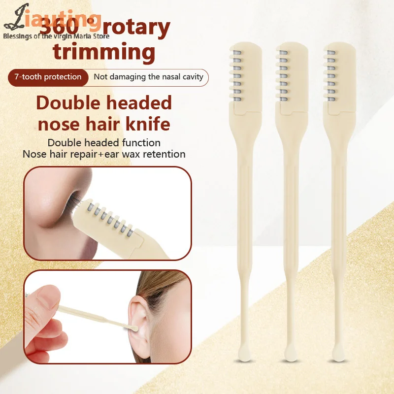 Double-Ended Nose Knife Manual Nose Hair Trimmer Portable Ear Scoop Hair Scraper Shaving Nose Hair Trimmer For Men Women